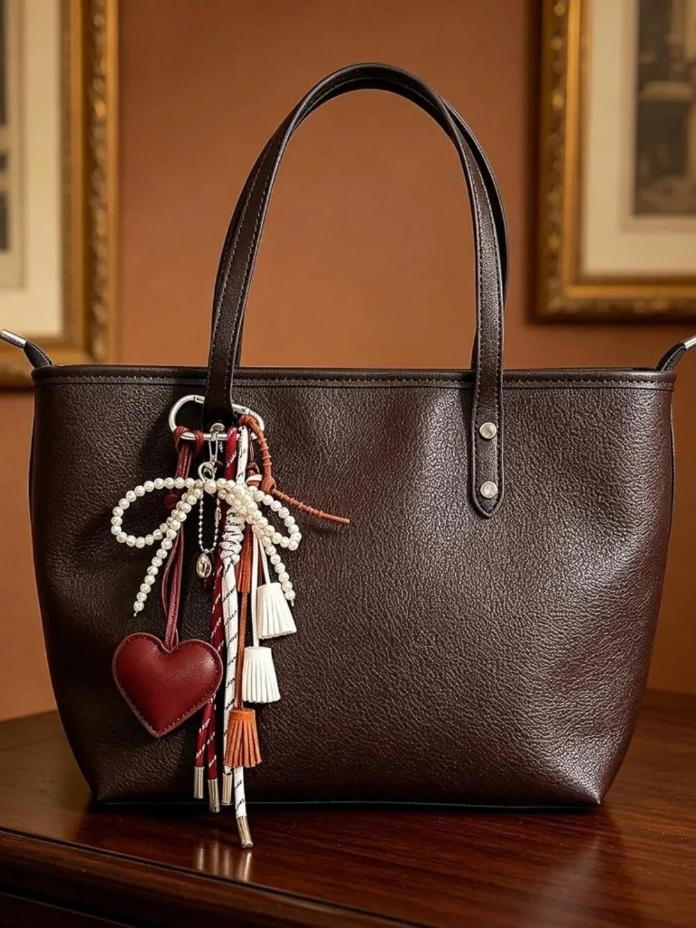 Heart Tassel Bow Beaded Braided Keychain Bag Charms for Handbag Purse Backpack A